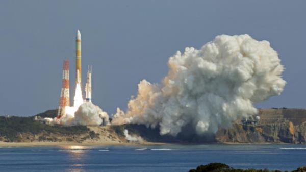 An H3 rocket carrying a land observation satellite lifts off from the launching pad at Tanegashima Space Center on the southwestern island of Tanegashima, Kagoshima Prefecture, southwestern Japan March 7, 2023, in this photo taken by Kyodo. Mandatory credit Kyodo via REUTERS